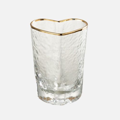 Heart Drinking Glass – Gold & Transparent