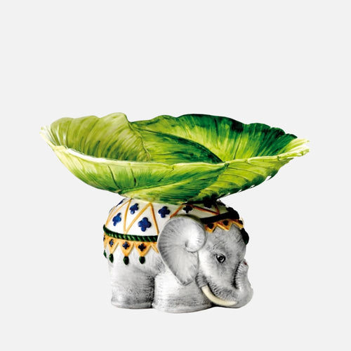 Hand-Painted Elephant Ceramic Fruit Bowl – Italian Made