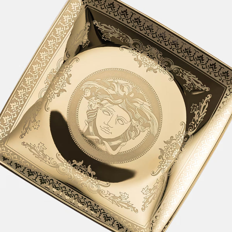 Golden Medusa Square Plate, 12cm