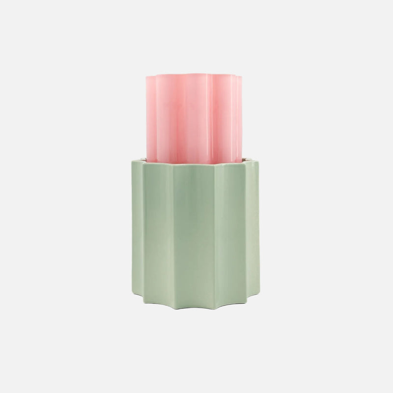 Duetto Vase Candy Pink & Almond Green, 28cm