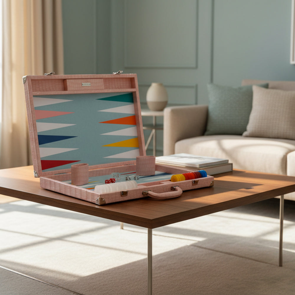 Pink Crocodile Large Backgammon