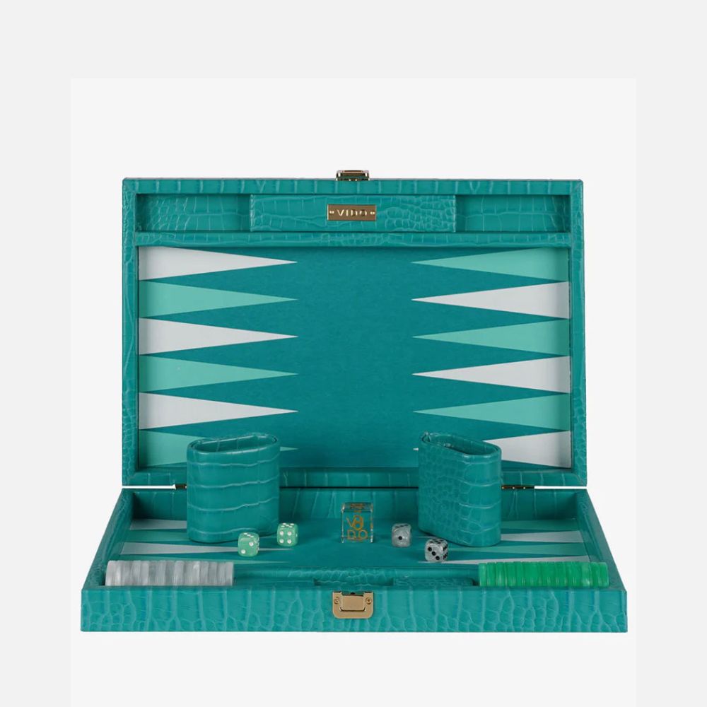 Teal Alligator Medium Backgammon