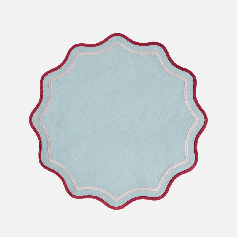 Smerlo Blue Scalloped Placemats, 38cm Set of 2