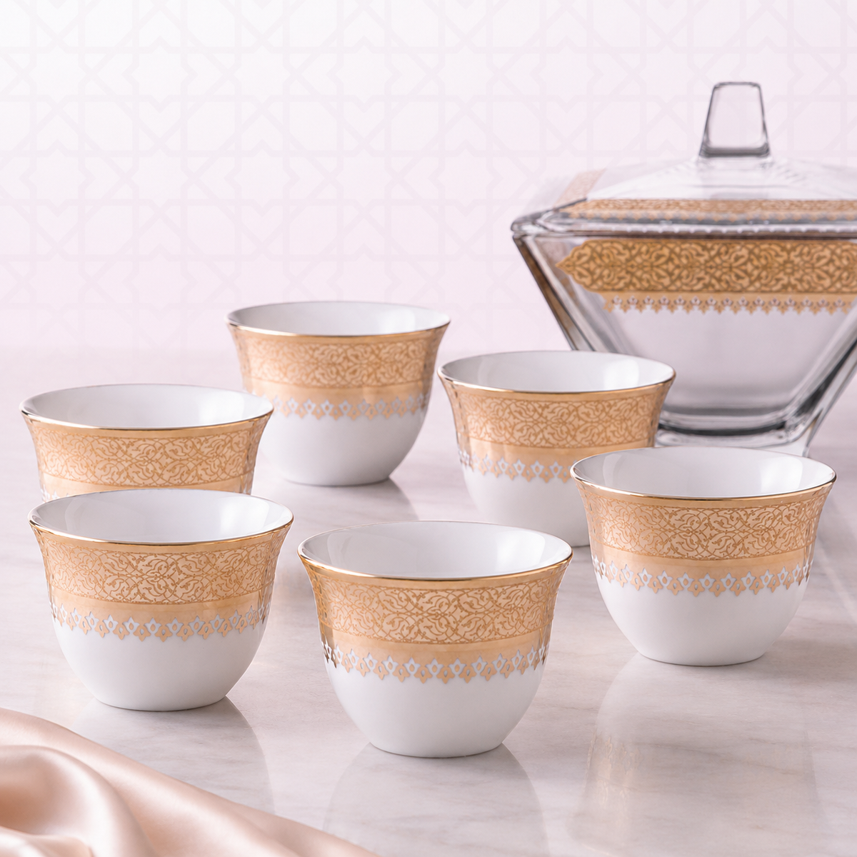 Dimlaj Cordoba Set of 6 Pcs Gahwa Cups (22K) gold gilded