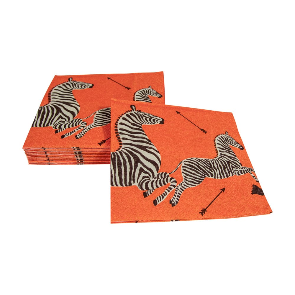 Zebras Orange Cocktail Napkins