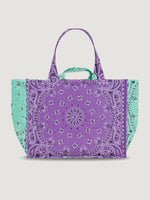 Call It Maxi Cabas Matelassé - Make Love & Peace Lilas / Mint Tote Bag