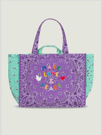 Call It Maxi Cabas Matelassé - Make Love & Peace Lilas / Mint Tote Bag