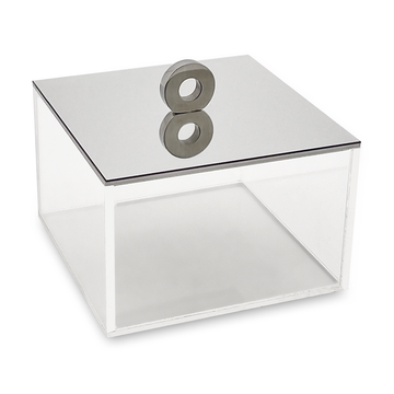 Squ. plexi box with mirror top slvr