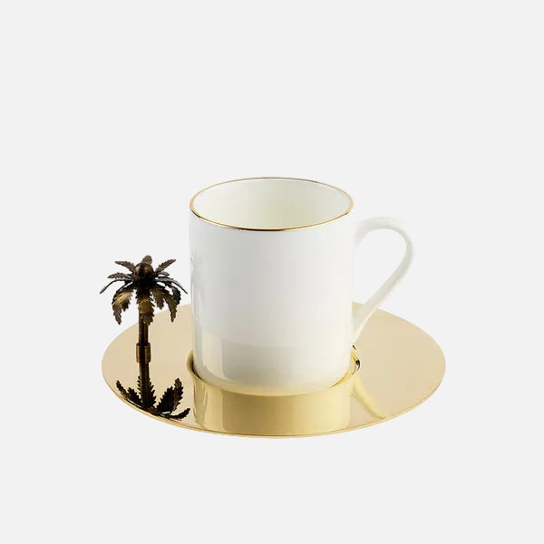 3D Palm Gold Espresso Cups (Set of 6)