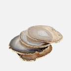 4 Grey Agate Coasters & 2 Bottle Toppers