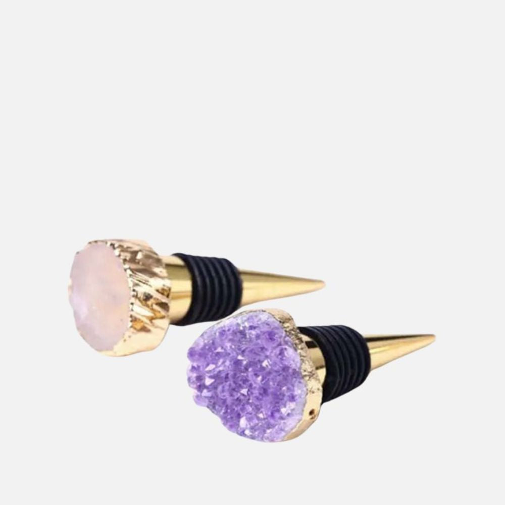 4 White Quartz Coasters & 2 Bottle Toppers