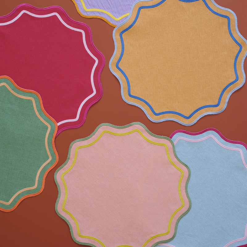 Smerlo Blue Scalloped Placemats, 38cm Set of 2