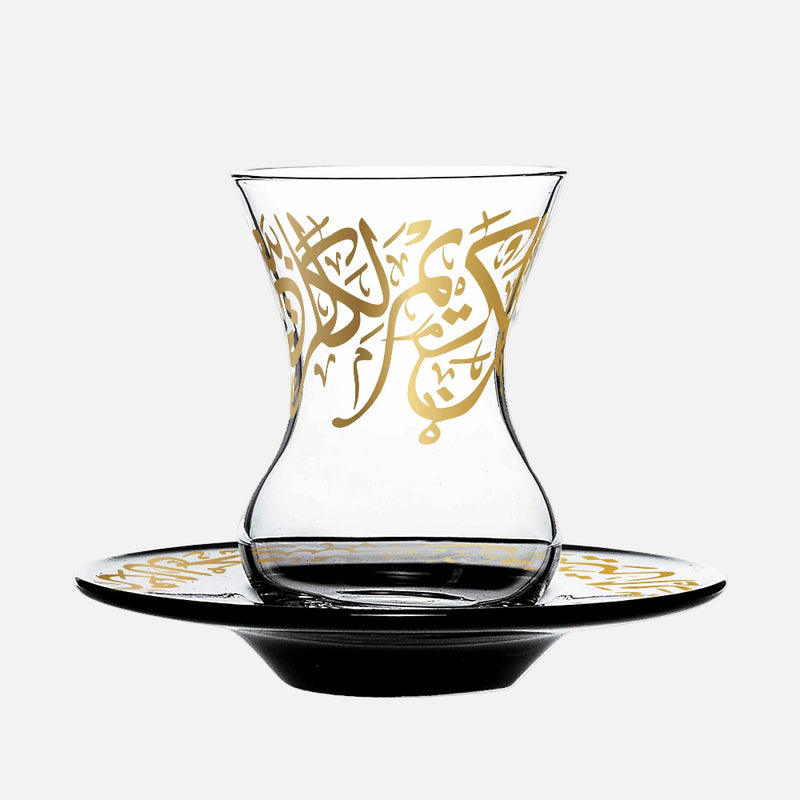 Dimlaj Kareem Set of 6 Pcs Tea Cups and Saucers (22K) gold gilded