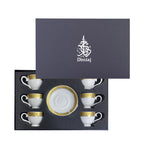 Dimlaj Cordoba Set of 6 Pcs Turkish Coffee Cups and Saucers (22K) gold gilded