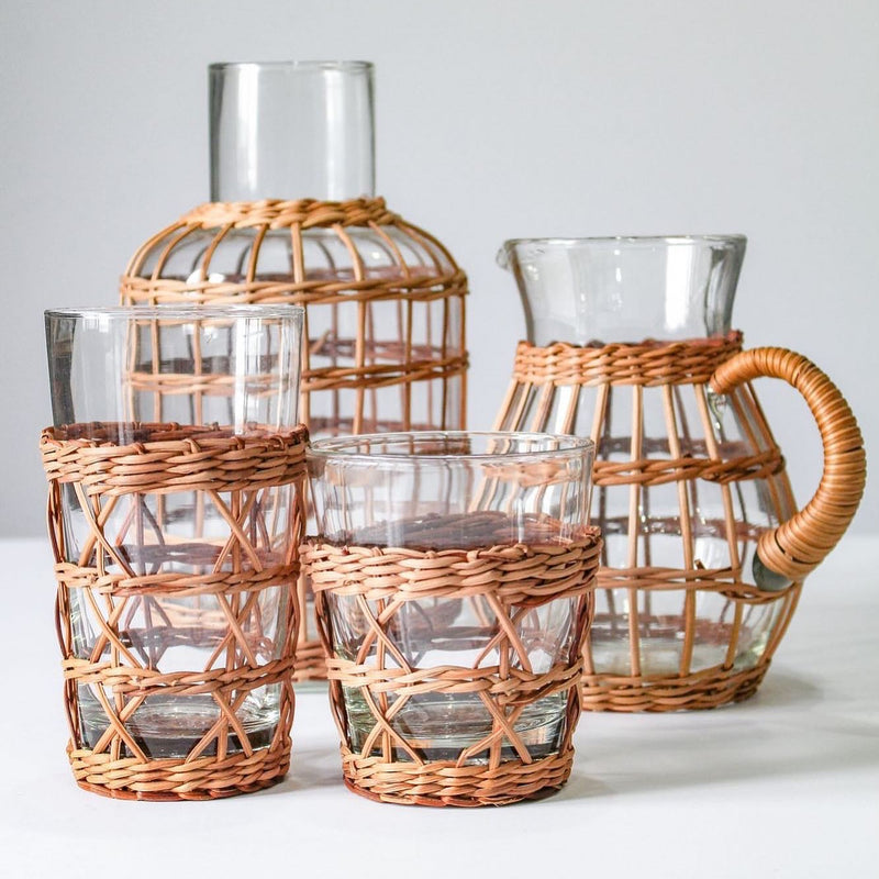 Seagrass Rattan Wide Cage Tumbler – Handwoven Accent