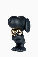 Snoopy Heart Small Figurine - Black/Gold