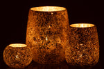 Tall Crackled Glass Candle Holder – Gold Decorative Lantern