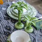Green Palm Hand-Painted Ceramic Candelabra – 35 cm