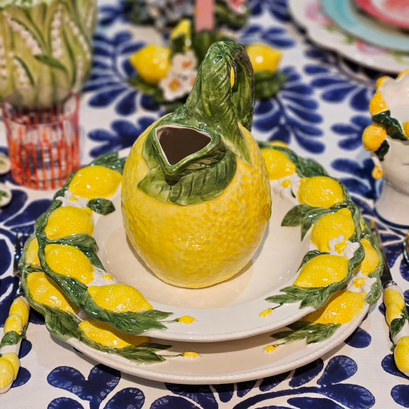 Fruit Collection Hand-Painted Ceramic Jug – Large Lemon