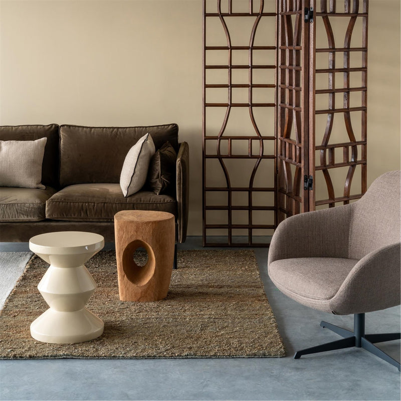 Zig Zag Stool/ Side Table, Beige