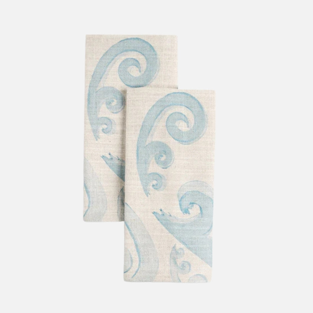 Athenee Peacock Napkins – Light Blue Set of 2