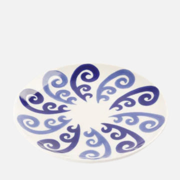 Athenee Peacock Dessert Plate – Two‑Tone Blue 21 cm