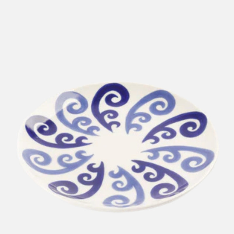 Athenee Peacock Dessert Plate – Two‑Tone Blue (Ø 21cm)