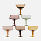 Diseguale Textured Champagne Bowls, Amber/Pink, Set of 6