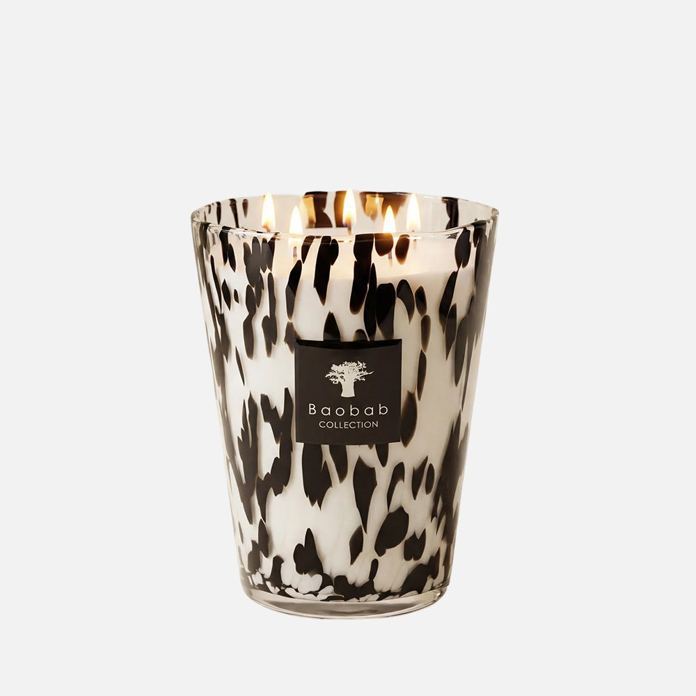 Baobab Collection Pearls Black 5-wick scented candle in mouth-blown glass, 3kg, front view