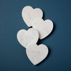White Marble Heart Coasters – Set of 4