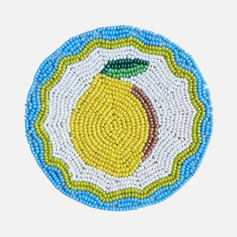 Beaded Coasters - Lemon - Set of 4 (Ø 12cm)