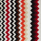 Best Red Multicolour Zigzag Cotton Hooded Bathrobe