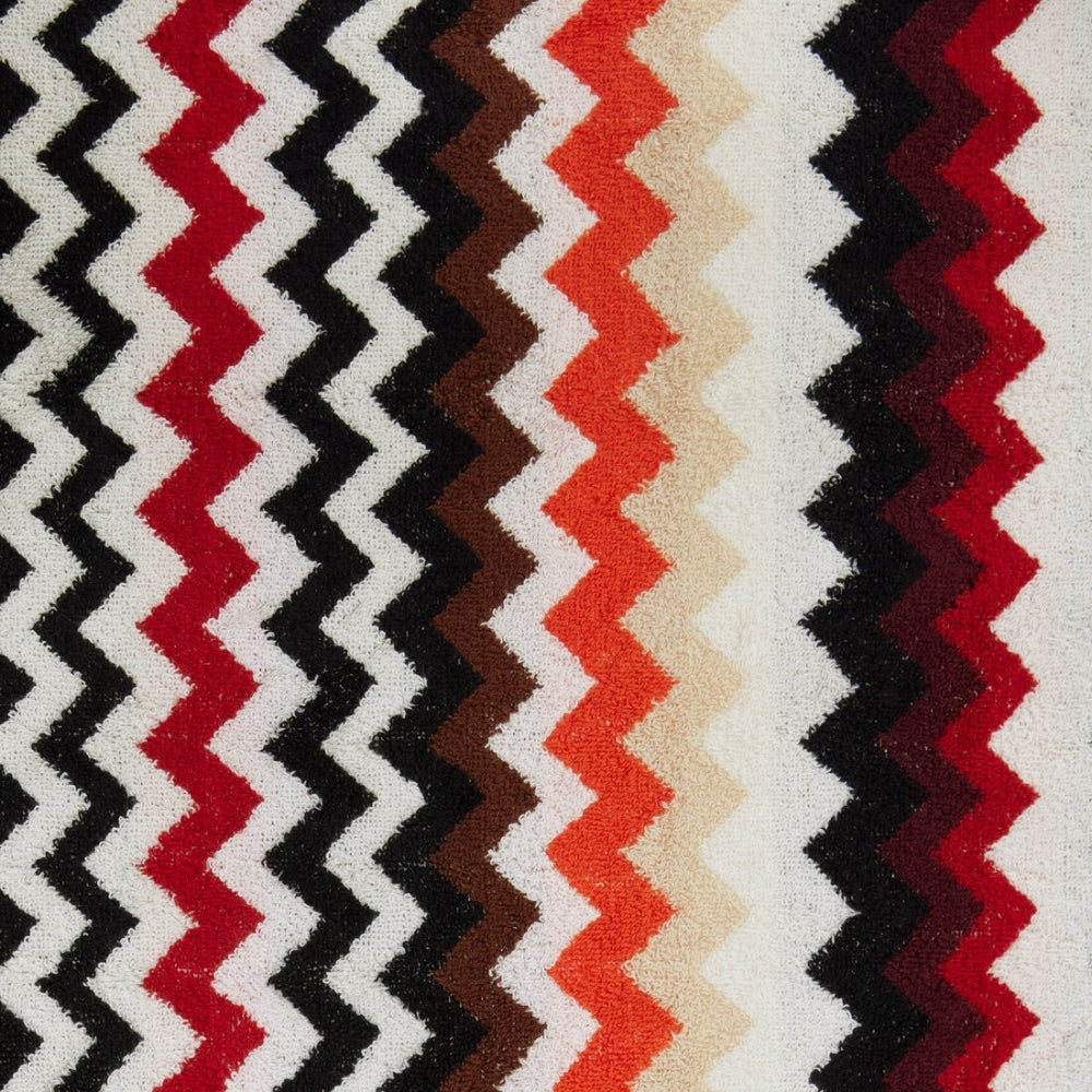 Best Red Multicolour Zigzag Cotton Hooded Bathrobe