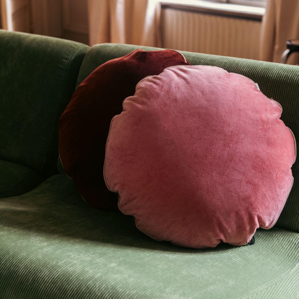 Bomboloni Round Cushion in Pink Velvet