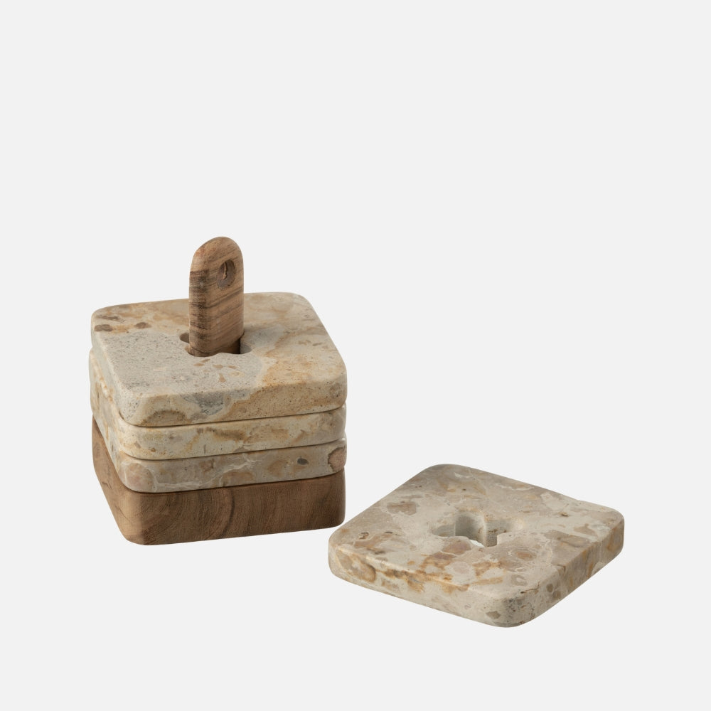 Marble Coaster Set of 4 – Natural/Beige