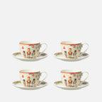 Nutcracker Tea Cup & Saucer Set – White Ceramic (Box of 4)