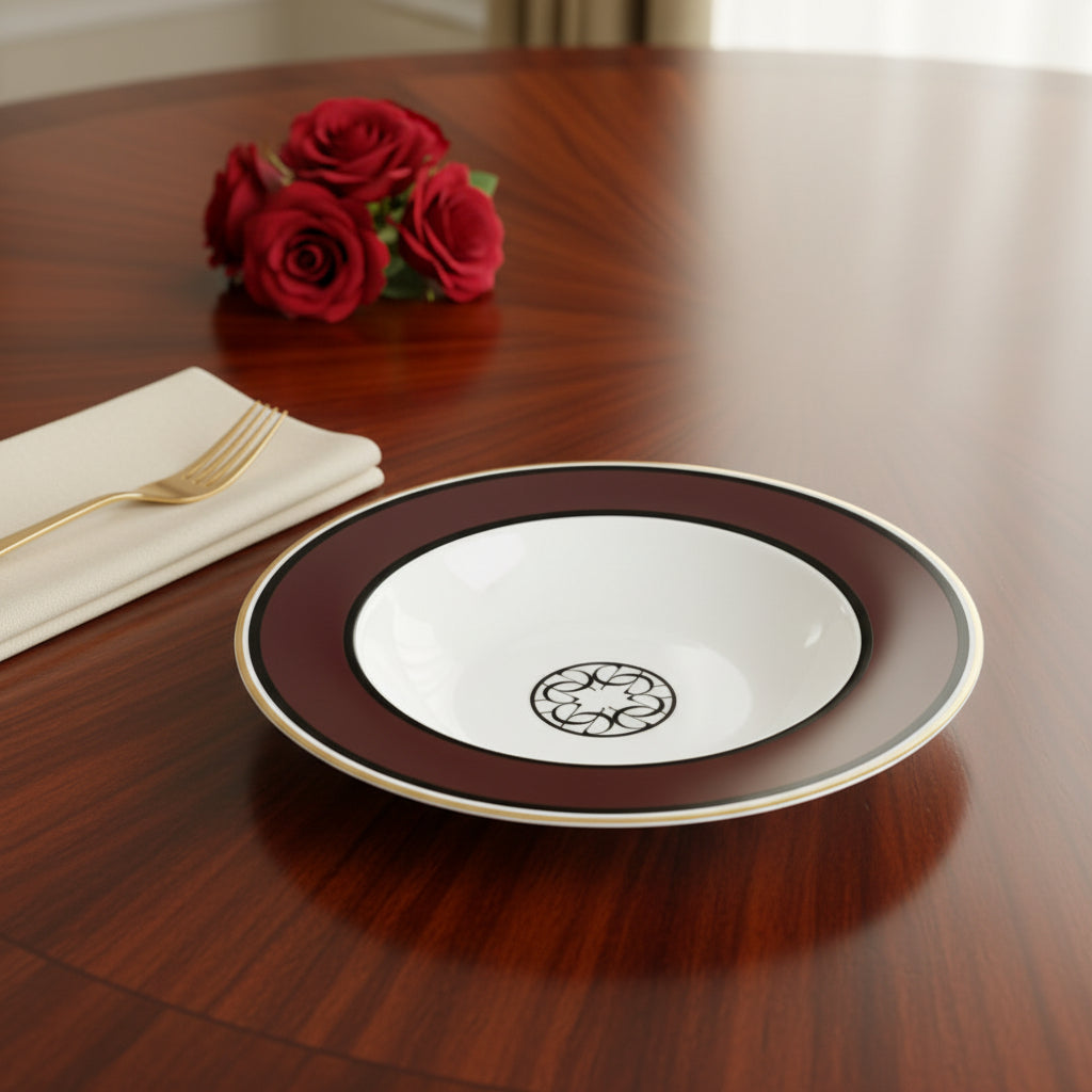 Burgundy Deep Plate 23Cm