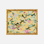 Hummingbird Trellis Gold Bamboo Edge Square Lacquer Tray