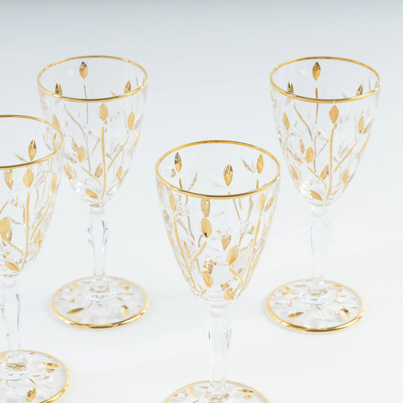 Gold Crystal Flute Glasses – Set of 4