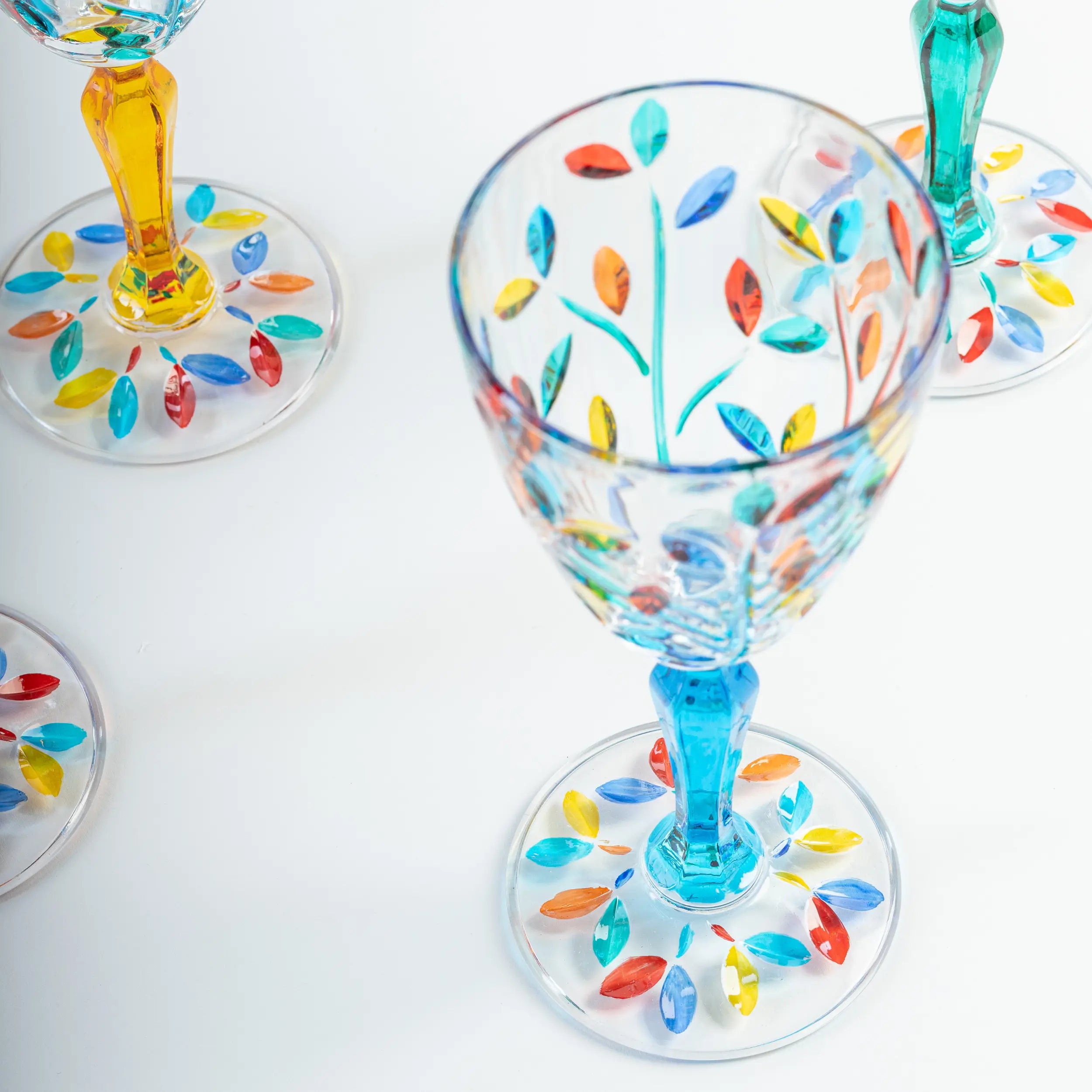 Multicoloured Crystal Wine Goblets – Set of 4