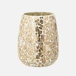 Crackled Glass Candle Holder – Gold Decorative Candle Light