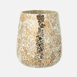 Tall Crackled Glass Candle Holder – Gold Decorative Lantern