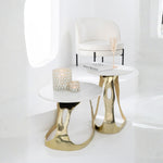 Cylinder Mosaic Glass Candle Holder – Off-White & Gold