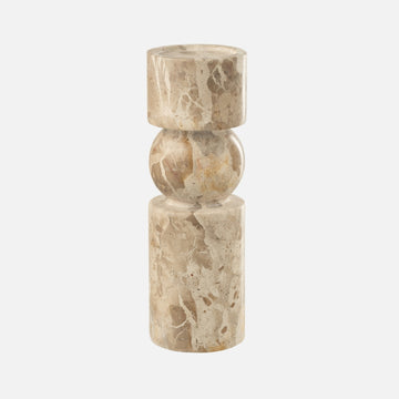Candle Holder Marble Beige – Large Stone Pillar Holder