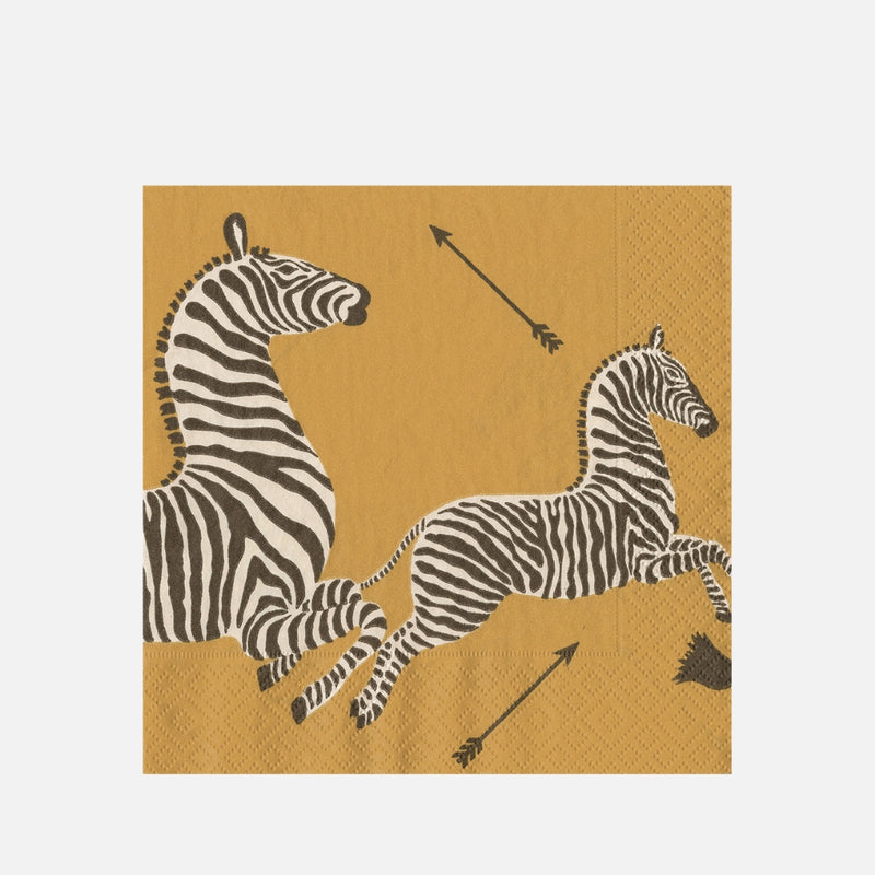 40 Boxed Napkins Gold Zebras