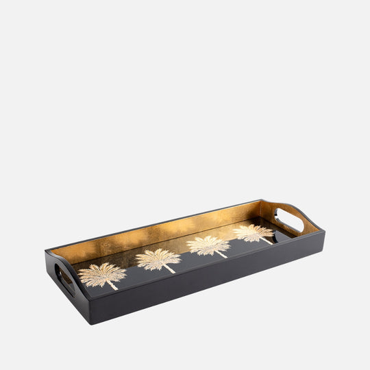 Caspari Bar tray-Black Grand palms