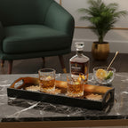 Caspari Bar tray-Black Grand palms