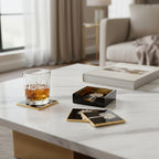 Caspari Lacquer coaster set-Black Gr