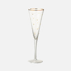 Gold Dotted Champagne Glass – Elegant Transparent Flute