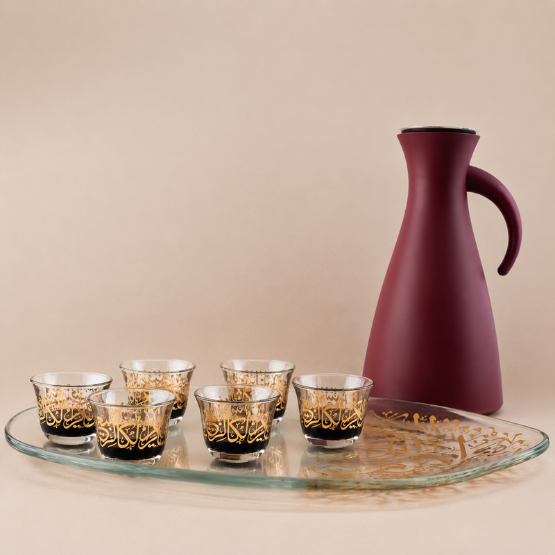Dimlaj Kareem Set of 6 Pcs Cawa Cups (22K) gold gilded